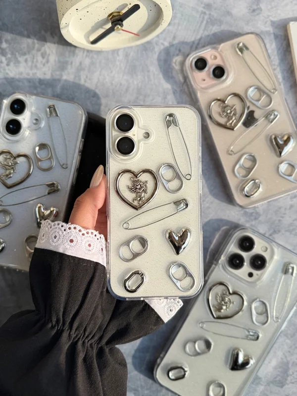 قاب طرح سنجاق و قلب کروم گوشی آیفون 17 پرو مدل: iPhone 17Pro - Image 5