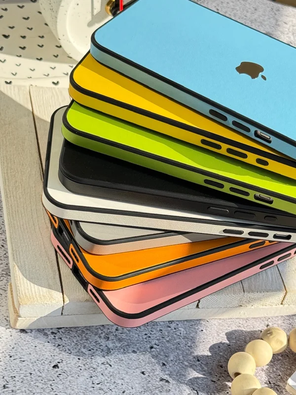 قاب گوشی آیفون 14 پرومکس رنگی جنس چرم مصنوعی با لوگو فلزی رنگ: آبی، مدل: iPhone 14promax - Image 5